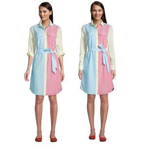 Lands' End Seersucker Stripe Shirt Dress NWOT